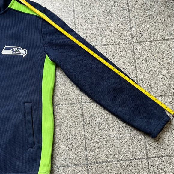 NFL Seattle Seahawks Blue Jersey Mens Size Medium Zip Long Sleeve Blue - Picture 10 of 10